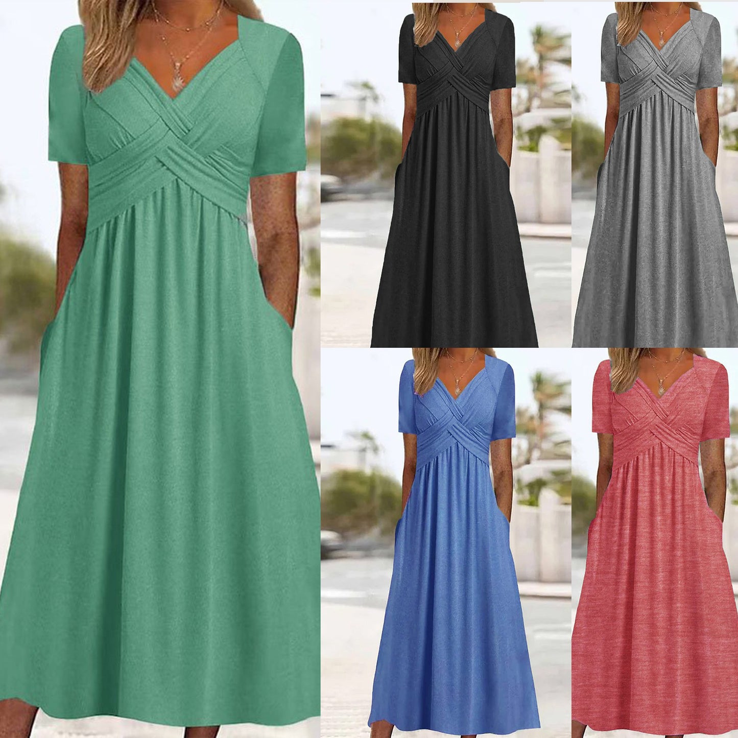 🔥🔥【Super rabat】【S-5XL】Nowa bawełniana sukienka midi casualowa