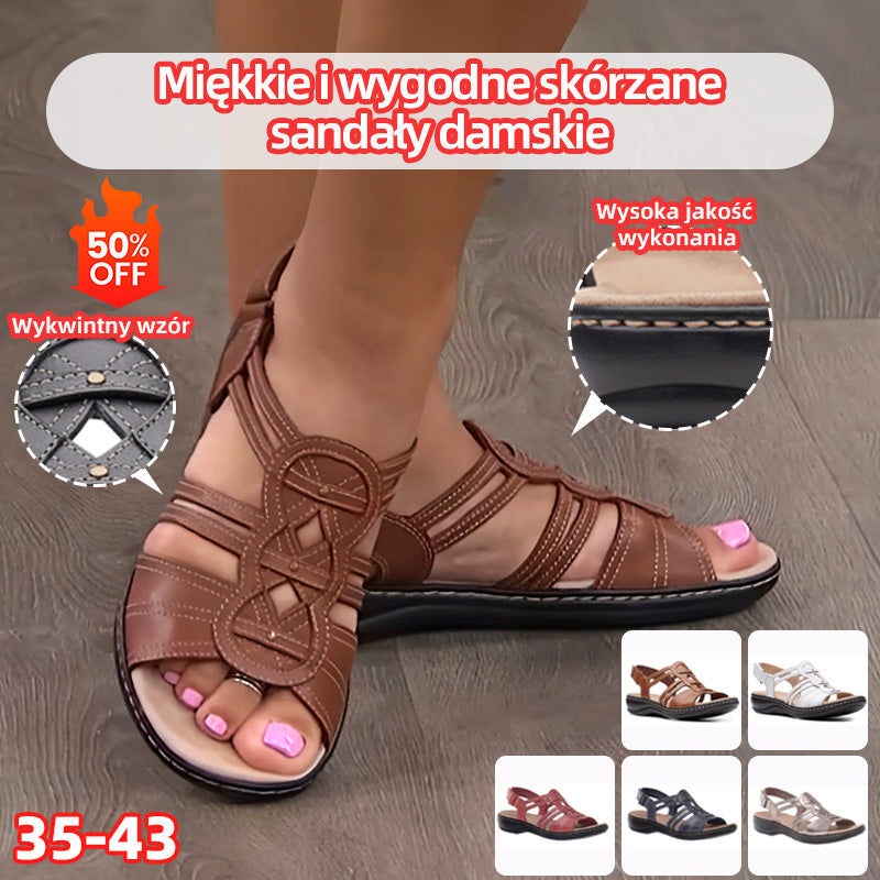 【35-43】2025 Miękkie i wygodne skórzane sandały damskie