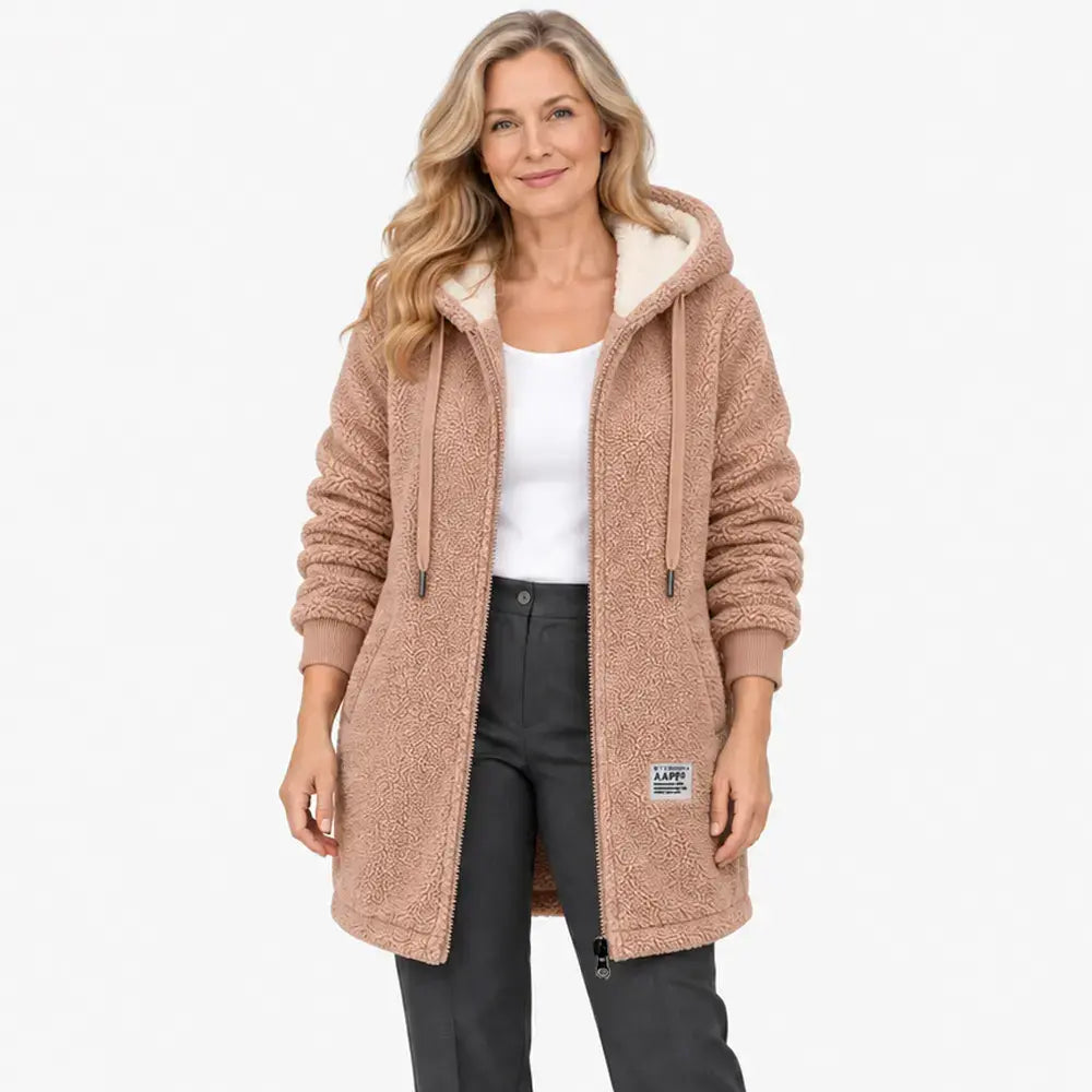 ✨【M-3XL / 4 kolory】Gruba bluza typu sherpa średniej długości z podszewką z polaru / Jesienno-zimowa kurtka rozpinana z haftowanym napisem