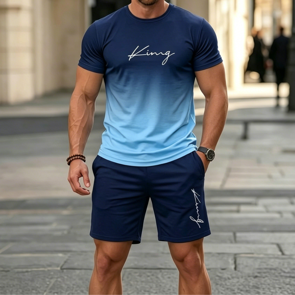 ✨S-6XL【Dobírka】Pánská letní sportovní souprava - pohodlné tričko s krátkým rukávem a kraťasy pro každodenní nošení i doma