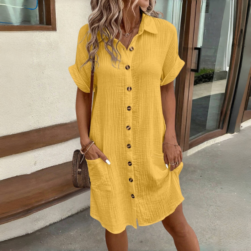 2026 bavlněné šaty s krátkým rukávem, lehké a prodyšné