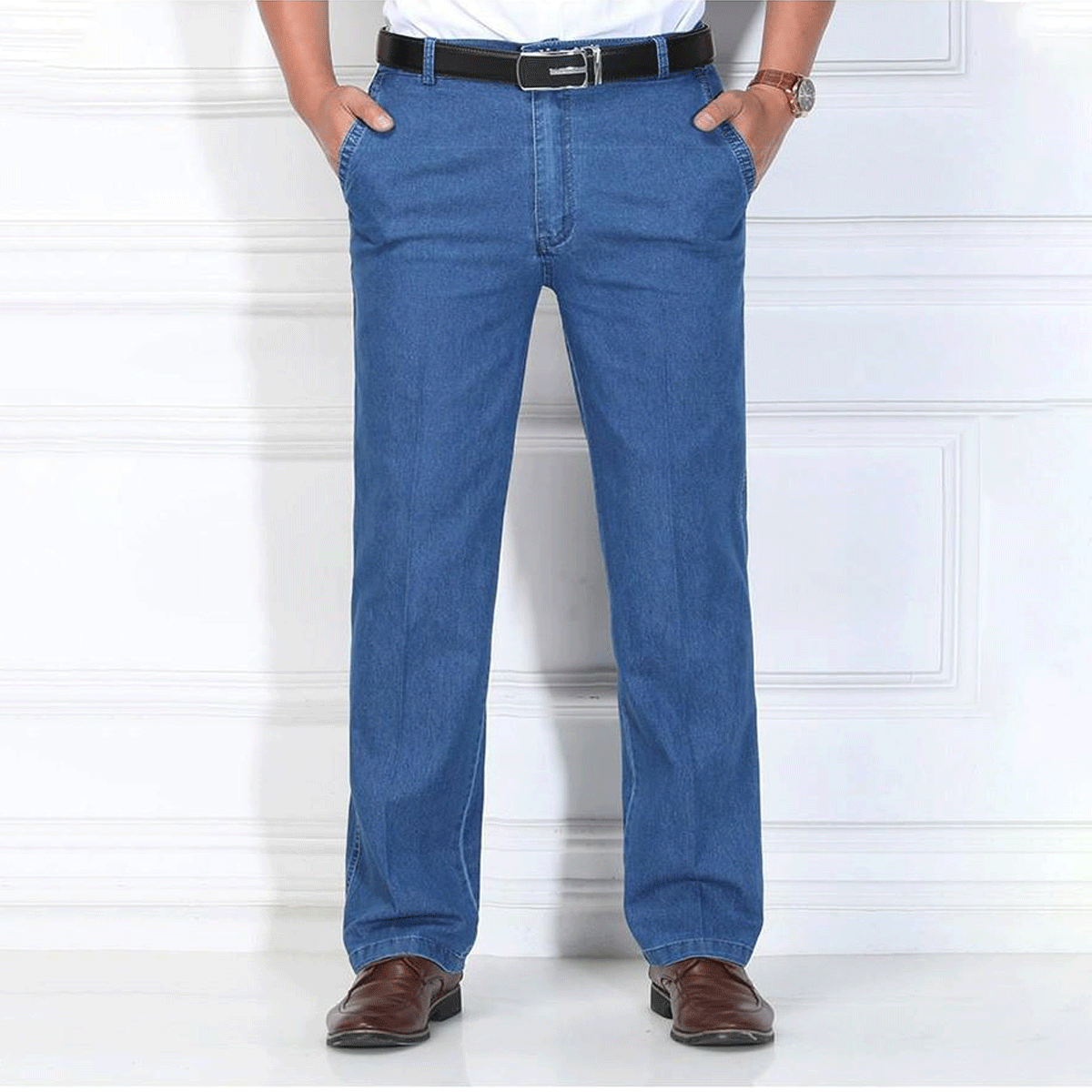 🙋♂️👖 Nowe męskie elastyczne, oddychające jeansy z wysokim stanem