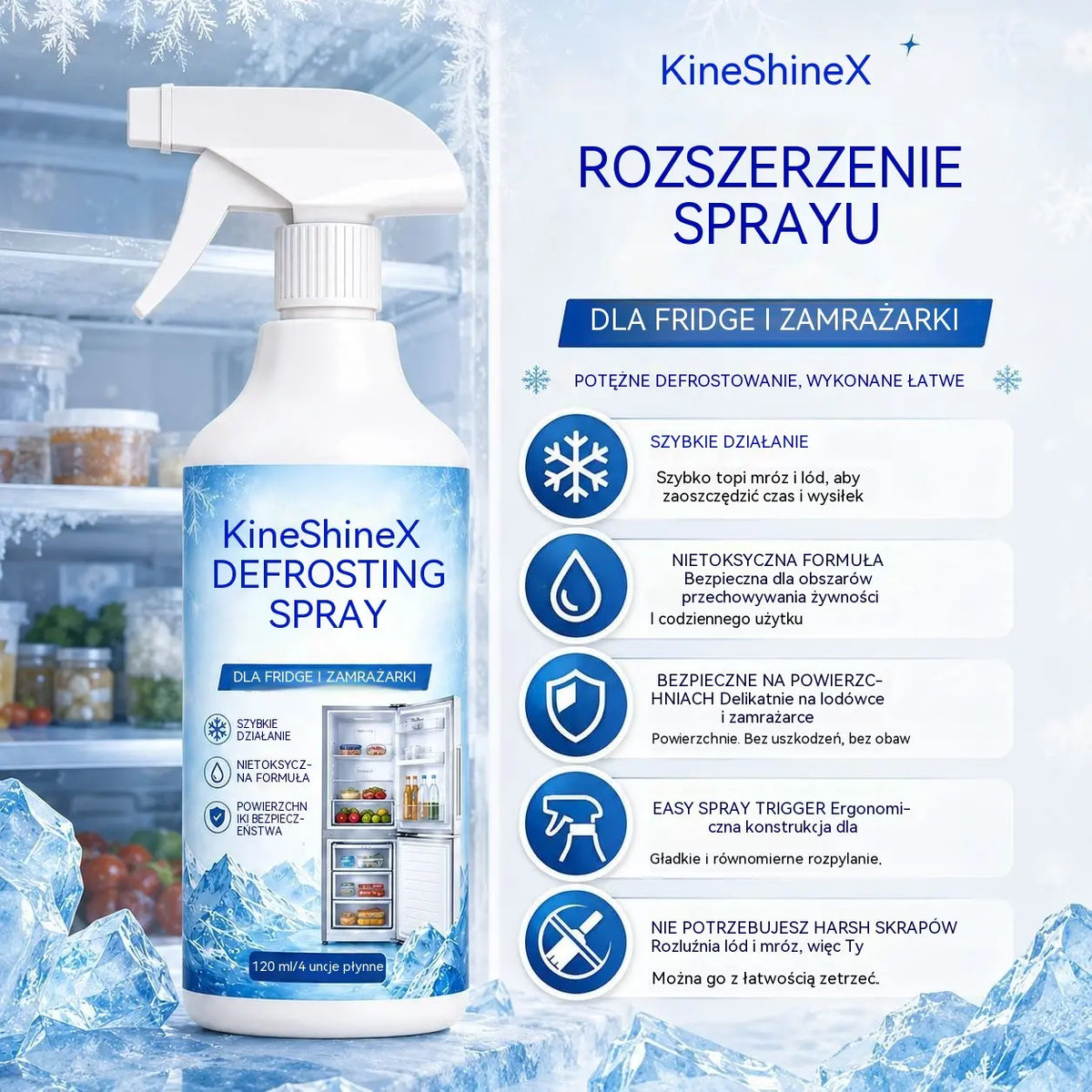 🔥【2 butelki za 99 zł】❄️ Nowy spray do odmrażania 2026 🧡 Szybko usuwa lód z zamrażarki