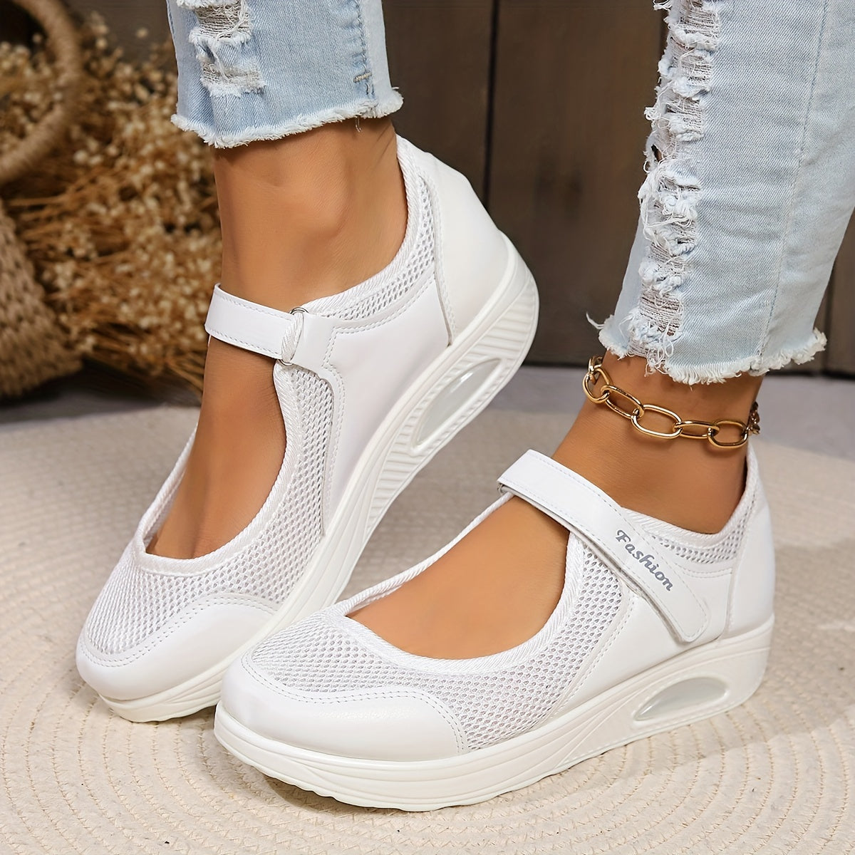 【35-43】2025 Swobodne i wygodne, antypoślizgowe buty z siateczką na grubej podeszwie i poduszką powietrzną