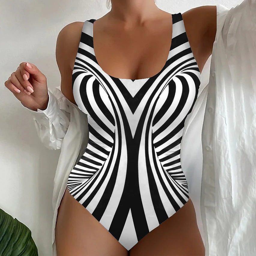 🥰【Snížení výprodejové ceny, časově omezená nabídka】🔥🔥【S~6XL】Sexy jednodílné plavky s pruhovaným vzorem