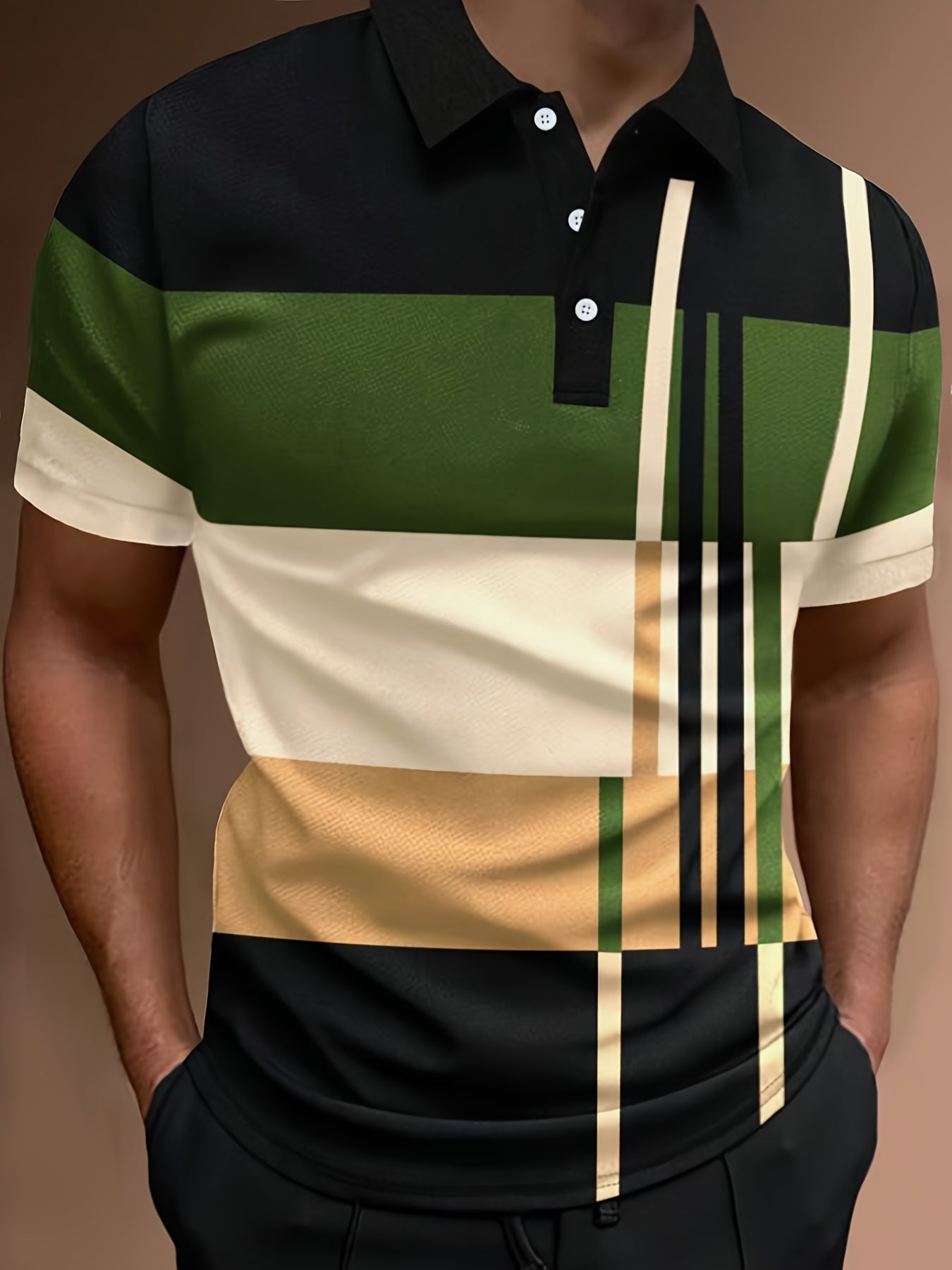 🔥【50% ZNIŻKI】👔【S-6XL】Męska koszulka POLO z nadrukiem 3D w paski i kolorowymi nadrukami