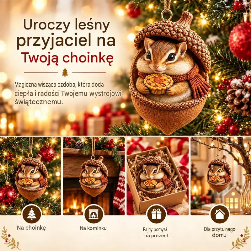 🎉【Kup 6, a otrzymasz 6 gratis】12 sztuk🤩 🎁Nowe, akrylowe dekoracje świąteczne 2D z szyszką sosnową i elementami zwierzęcymi