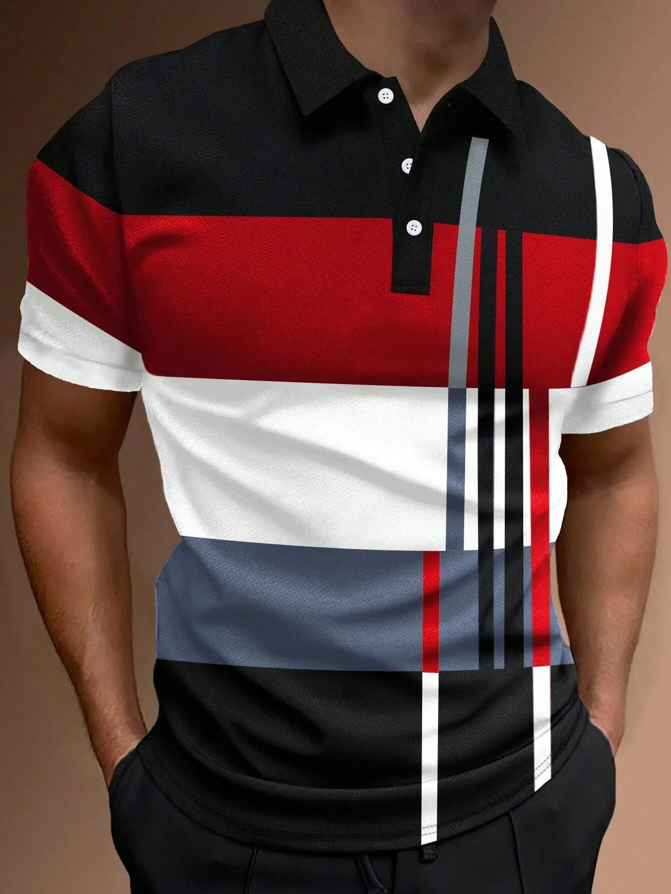 🔥【50% ZNIŻKI】👔【S-6XL】Męska koszulka POLO z nadrukiem 3D w paski i kolorowymi nadrukami