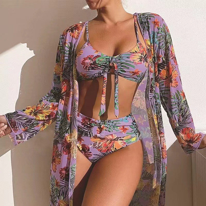👙☀️【S-2XL】【Zestaw trzyczęściowy】 2025 nowy stylowy szal, 3-częściowy zestaw strojów kąpielowych