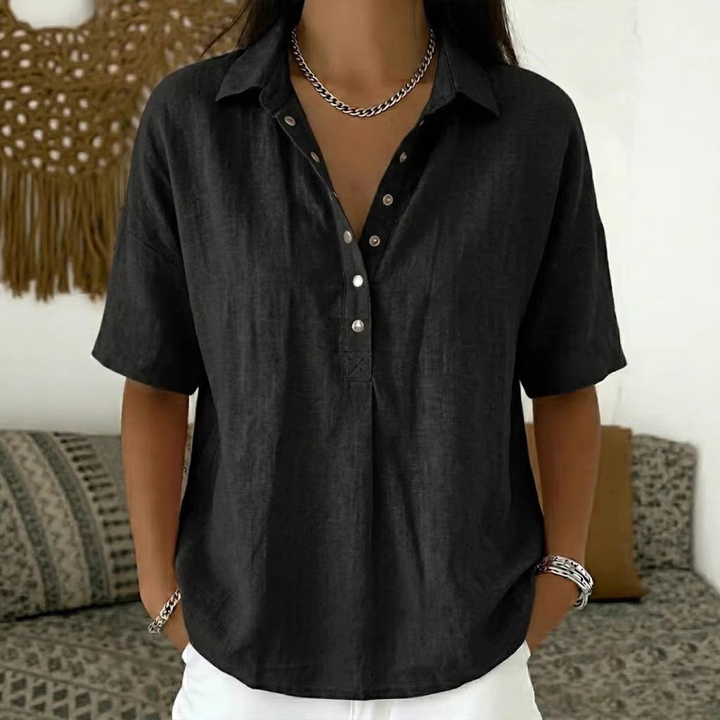 ⏳ Ostatni dzień – 50% zniżki! 【S-3XL】 Damska koszula z krótkim rękawem – bawełna i len. Fason slim fit: uniwersalna, przewiewna, wygodna i bezproblemowa.