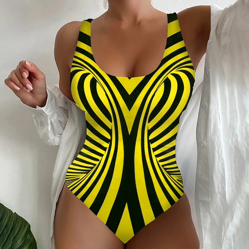 🥰【Snížení výprodejové ceny, časově omezená nabídka】🔥🔥【S~6XL】Sexy jednodílné plavky s pruhovaným vzorem