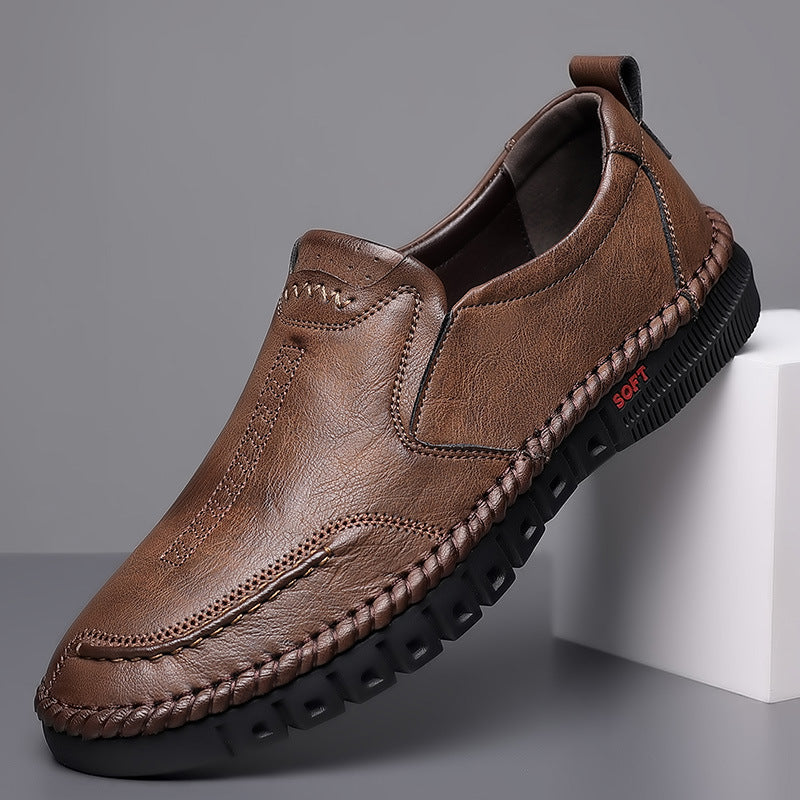 👞【39-44】2025 Nowe męskie skórzane buty casualowe z miękką podeszwą - antypoślizgowe - oddychające