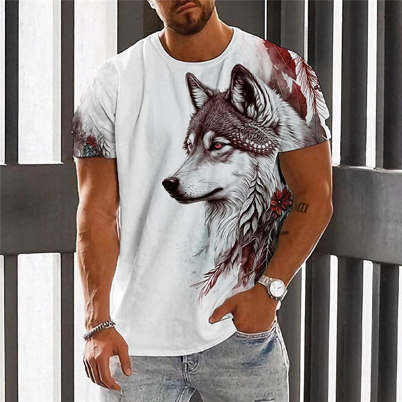 【2XS-6XL】👕👕2025 T-shirt męski z nadrukiem wilka