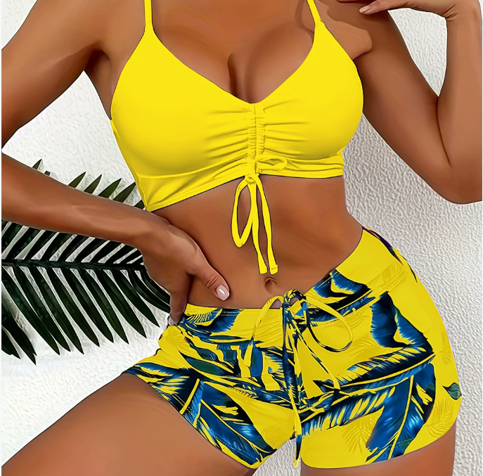 🏊👙🌴 Elegancki kostium kąpielowy z nadrukiem w dużym rozmiarze