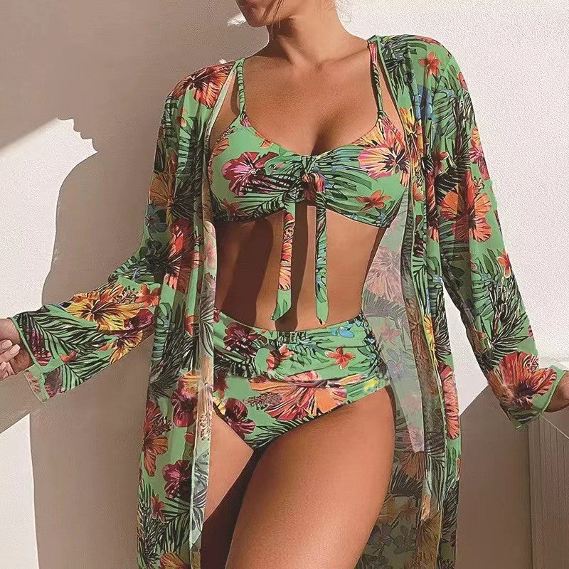 👙☀️【S-2XL】【Zestaw trzyczęściowy】 2025 nowy stylowy szal, 3-częściowy zestaw strojów kąpielowych