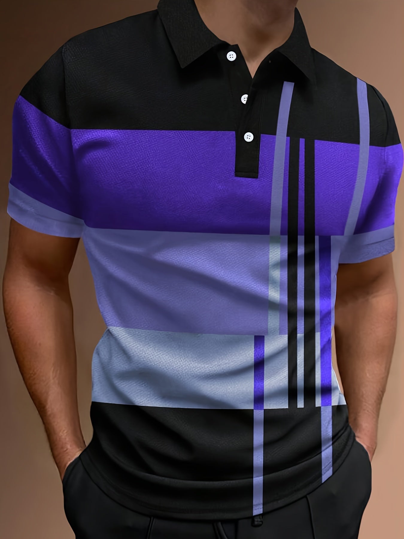 🔥【50% ZNIŻKI】👔【S-6XL】Męska koszulka POLO z nadrukiem 3D w paski i kolorowymi nadrukami
