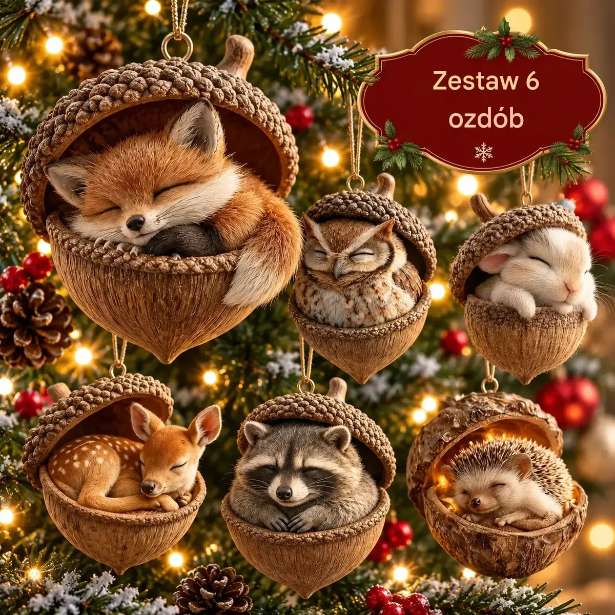 🔥【Kup 6, otrzymaj 6 gratis】🐿️🦉Ozdoba na choinkę – leśne zwierzątka