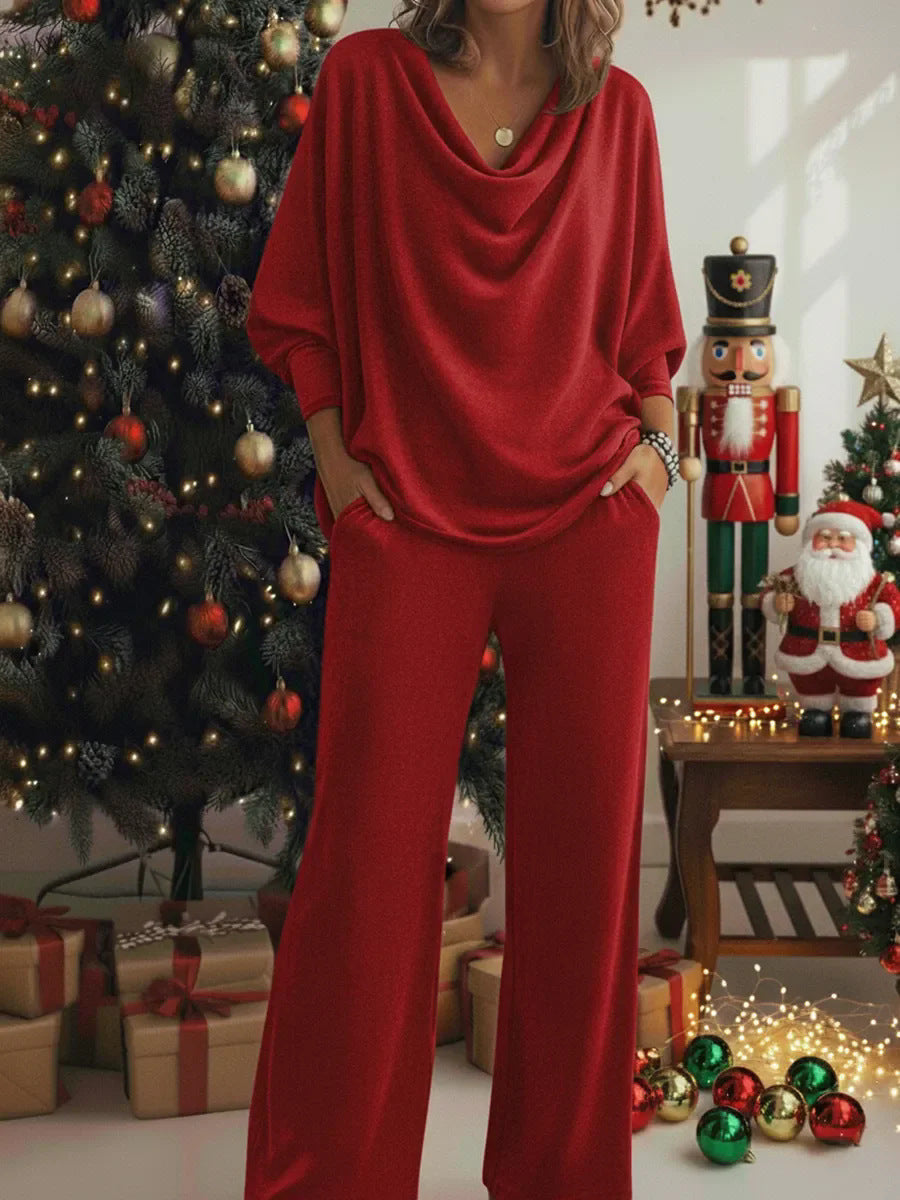 📢📢50% sleva 【S-3XL】Elegantní dvoudílná souprava: sametový top + ležérní kalhoty