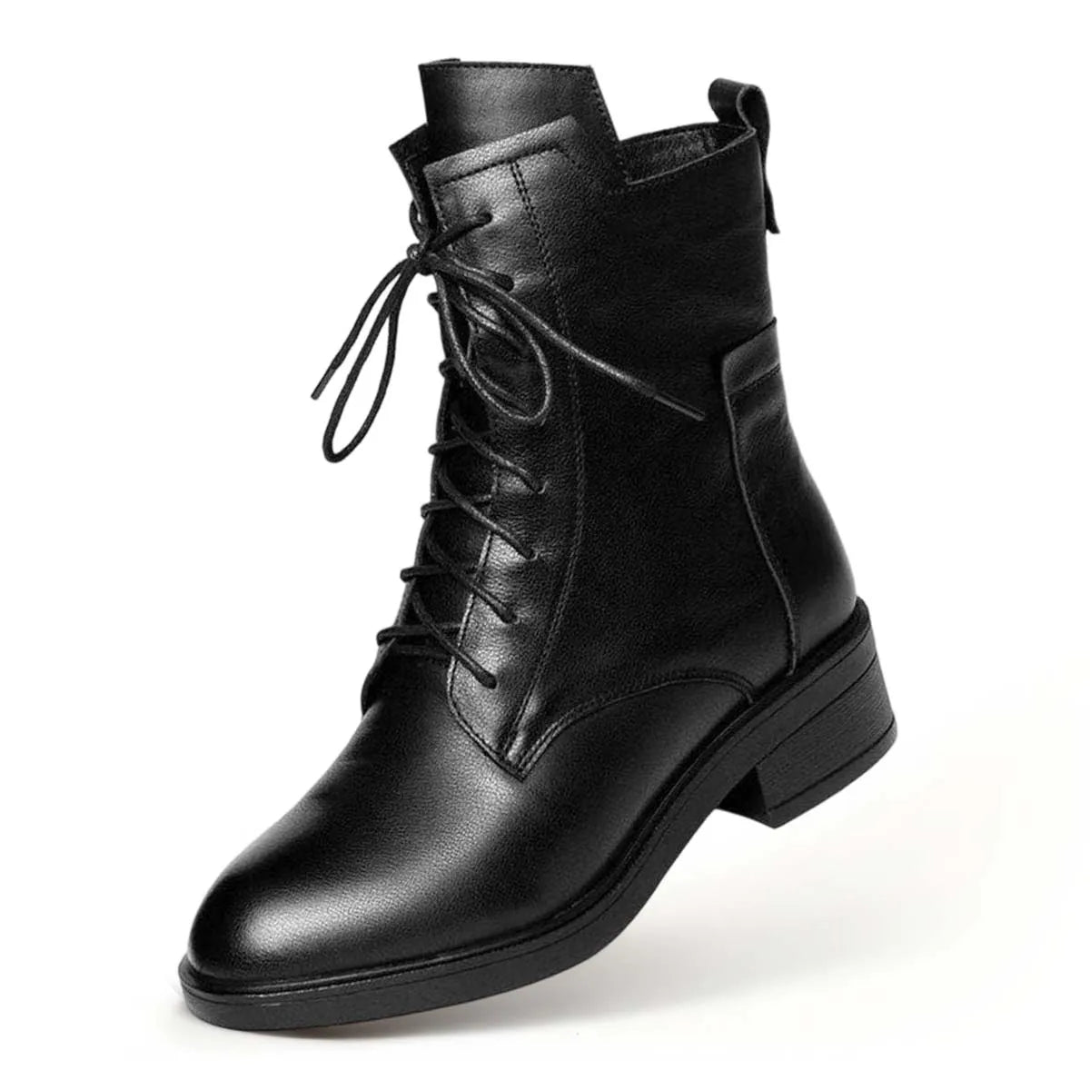 Stylowe i eleganckie damskie buty Martin z noskiem w szpic, skóra naturalna, zapinane na zamek【35-41】