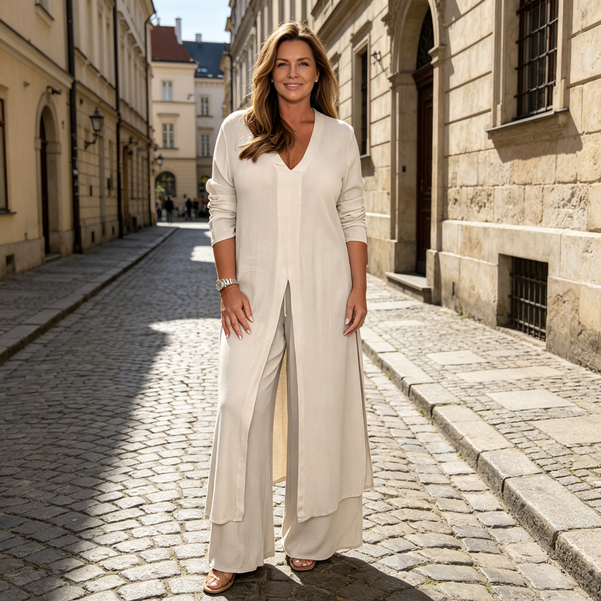 💖【S-5XL】Nowy damski letni garnitur casualowy, lekka góra + spodnie - nieregularny krój z rozcięciem