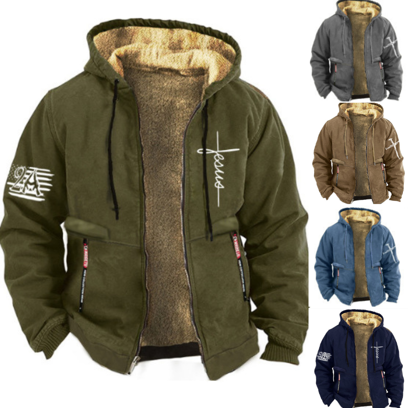 ✨【S-3XL】Módní pro muže, podzim a zima, zesílená bunda z lehkého sametu