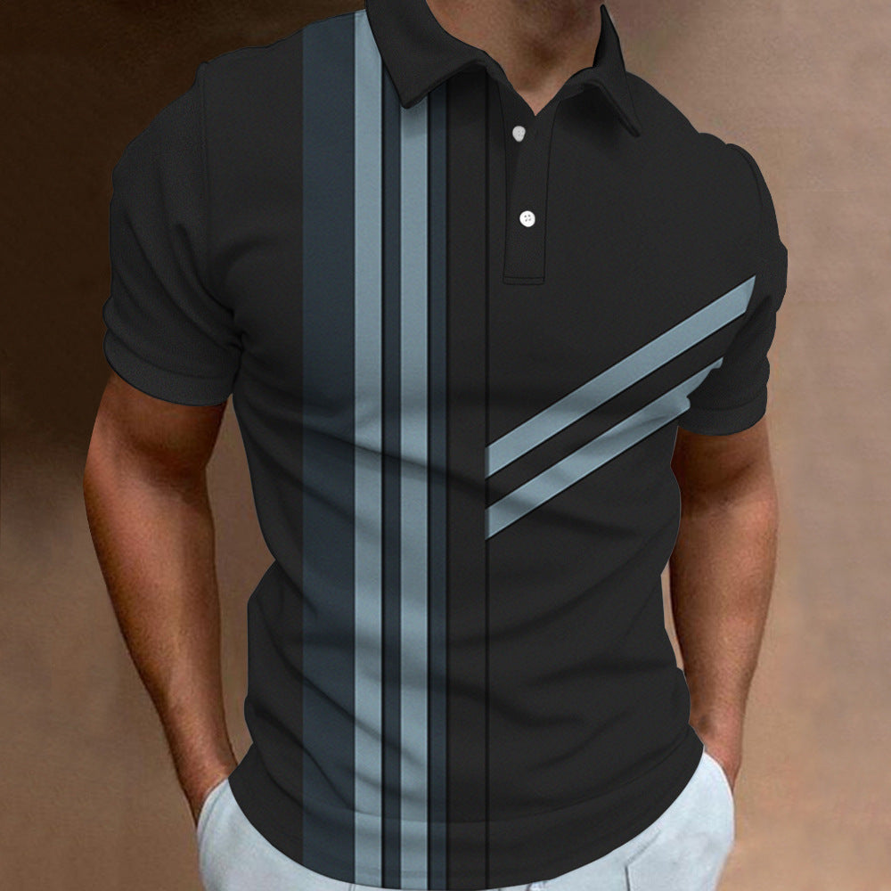 🔥【50% zniżki na jedną sztukę】👔【S-6XL】Nowa, letnia męska koszulka POLO w paski z nadrukiem 3D