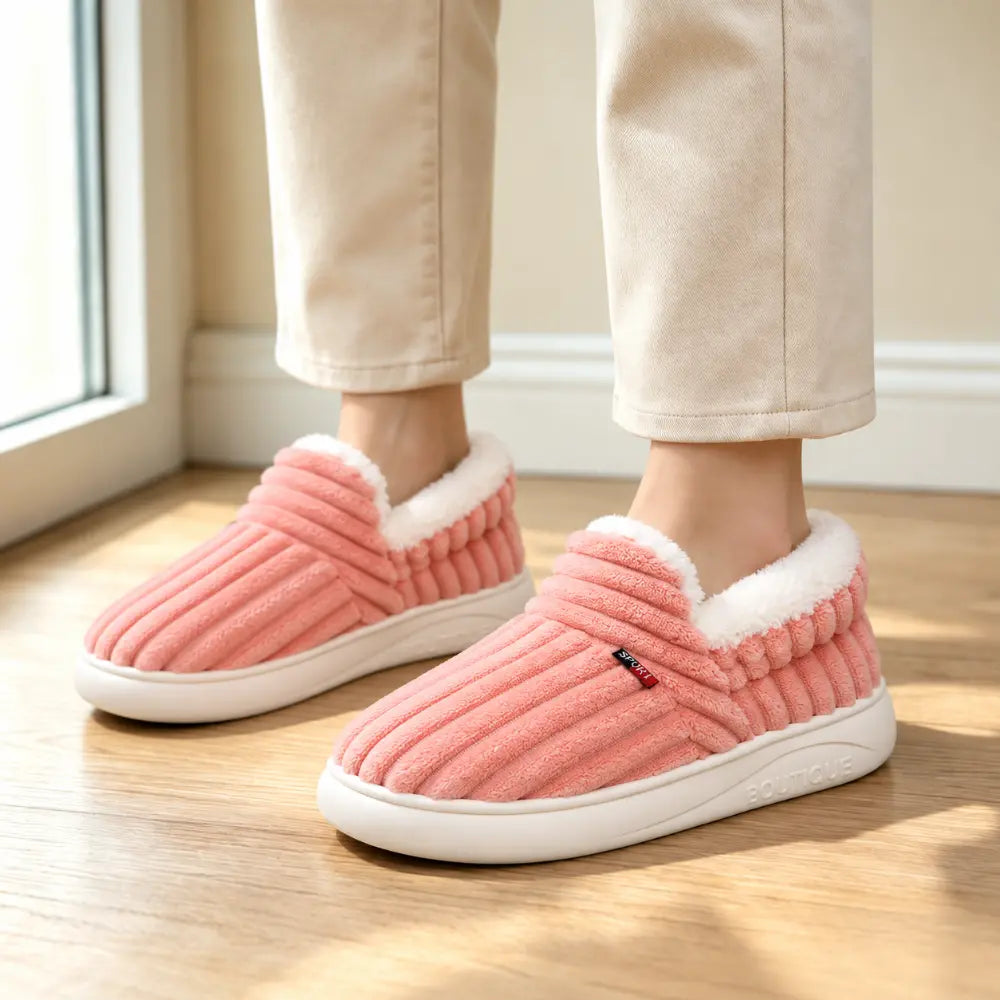 【36-47】Nowe damskie buty zimowe – ocieplane, grube, domowe, ciepłe, wsuwane, stylowe kapcie