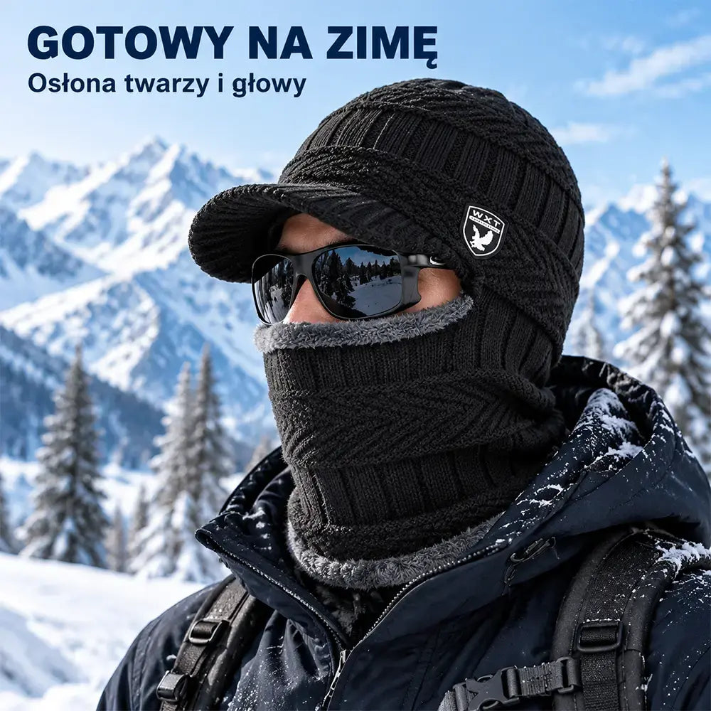 🔥⛄Jednoczęściowa czapka z grubej wełny z podszewką z polaru, wiatroszczelna i chroniąca przed zimnem