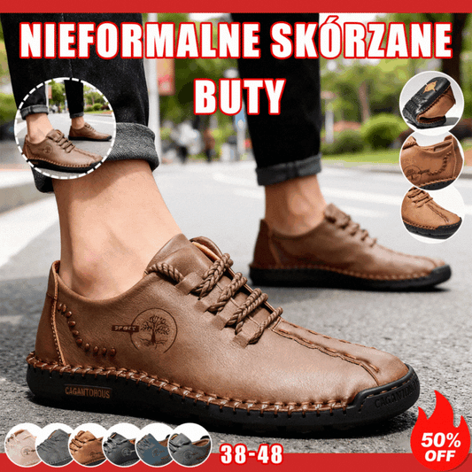 【38-48】Nowe, duże, męskie, skórzane buty codzienne, lekkie i przewiewne.