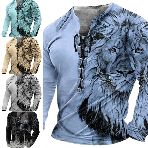 🦁🦁【S-4XL】 Camiseta 3D para hombre – manga larga, estampado realista y tejido suave