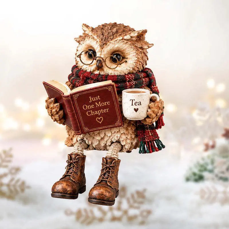 🦉Dekorativní sova – milovnice knih (na poličku)