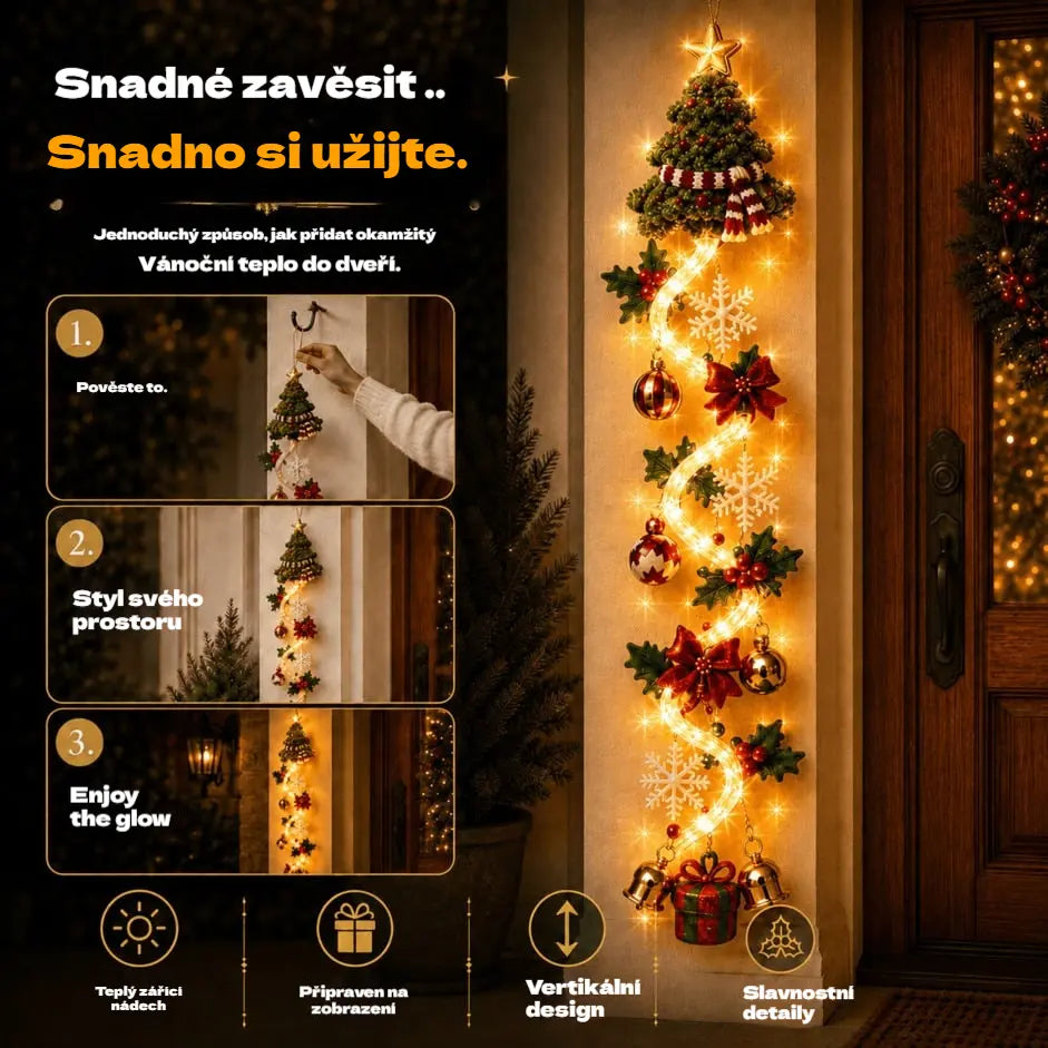 🎄🎃Poslední den! 🎅Užijte si 50% slevu na osvětlené vánoční dekorace na dveře!