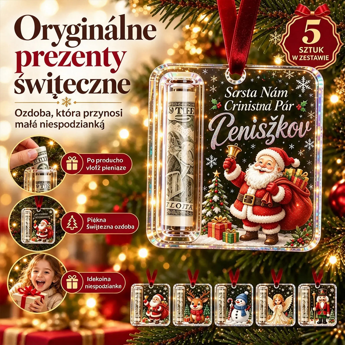 🎄 Ozdoba świąteczna na pieniądze ✨ Ozdoba na choinkę, w której można schować banknoty – kreatywny i zaskakujący prezent świąteczny.