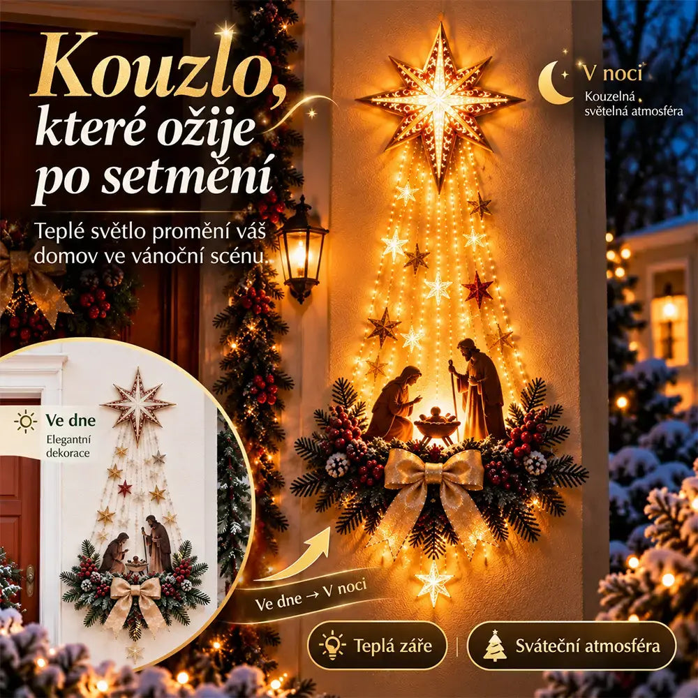 💡✨Světelná nástěnná dekorace s vánoční scénou