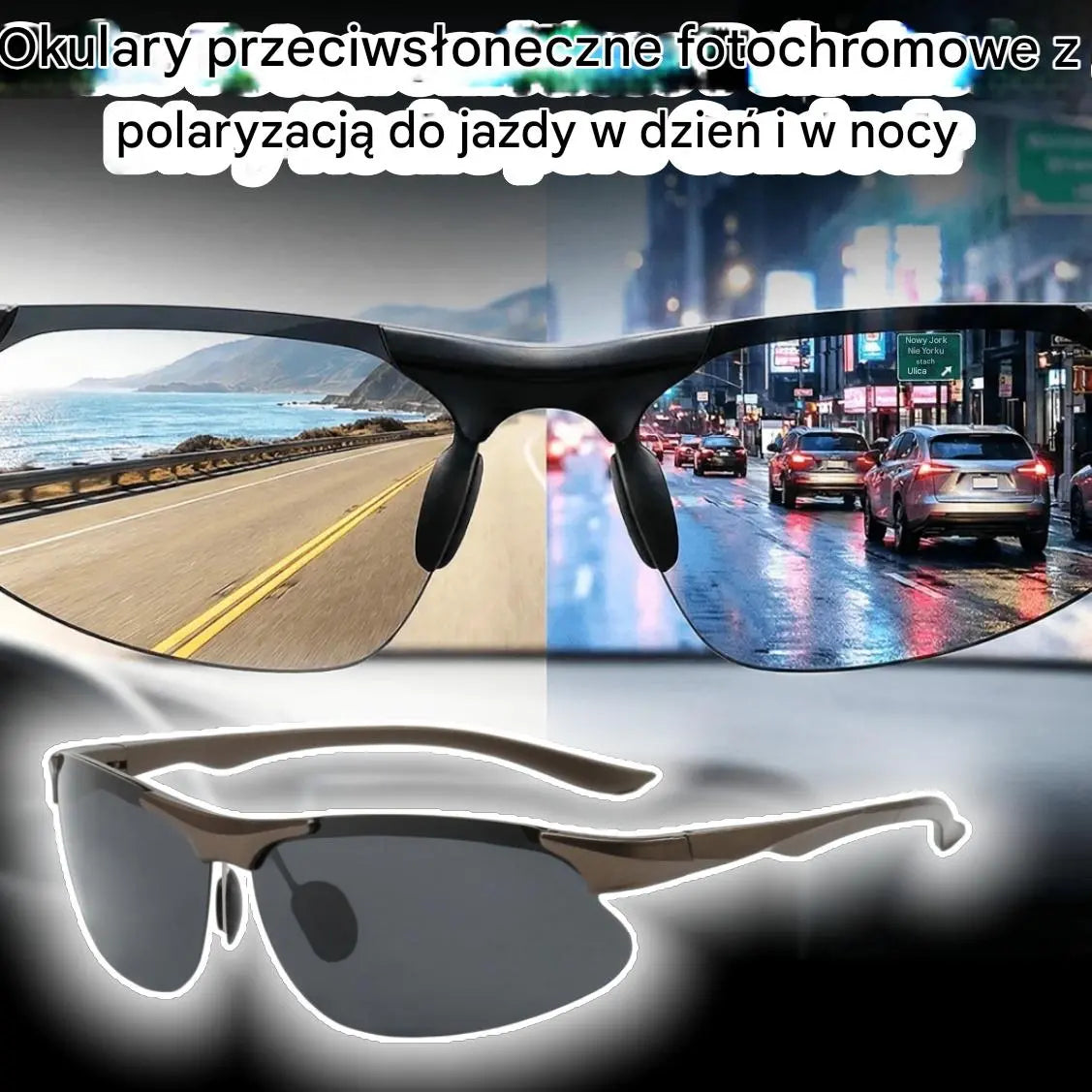 🔥【Rabat 50%】 🕶️Okulary polaryzacyjne fotochromowe do jazdy w dzień i w nocy 🚗