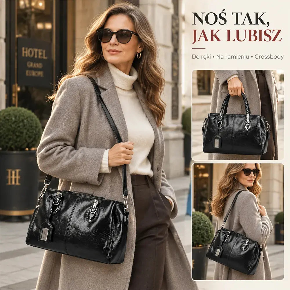 [Ostatni dzień - 50% zniżki] Oryginalna skórzana torebka damska - miękka i elegancka, można ją nosić w ręce lub na ramieniu.