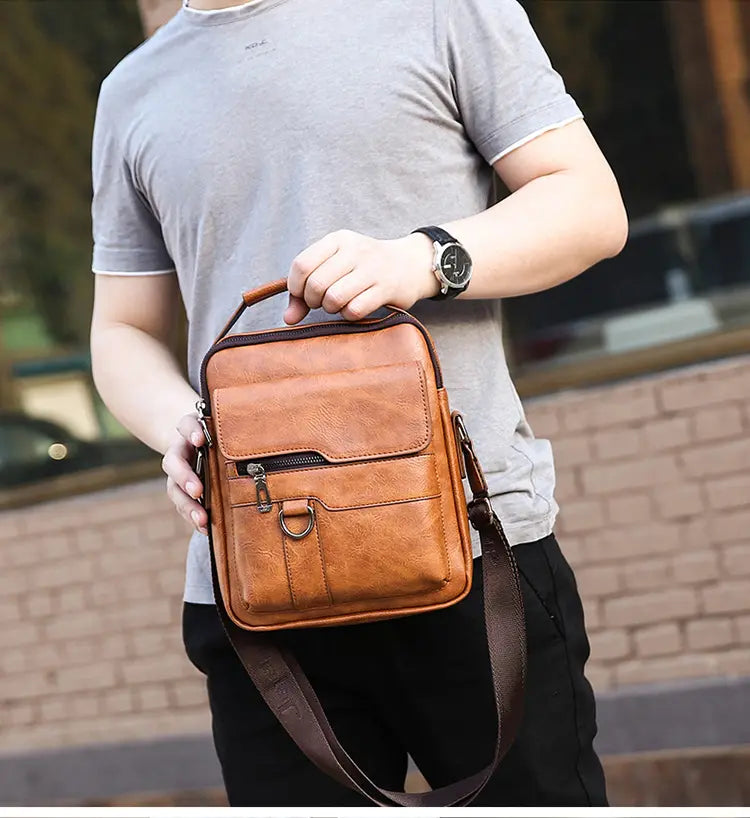 🏆【Piel auténtica de primera calidad】Bolso de hombro informal retro para hombre de gran capacidad - ¡Compra uno y llévate el segundo a mitad de precio!