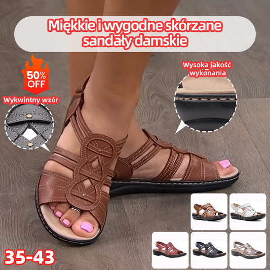【35-43】2025 Miękkie i wygodne skórzane sandały damskie