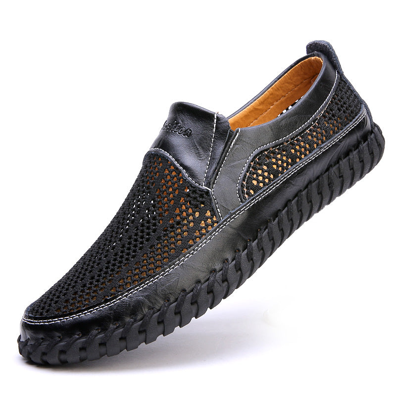 【38-48】👞2025 Nové jarní a letní pánské síťované boty velké velikosti - pravá hovězí kůže, proti pocení a zápachu, prodyšné a pohodlné