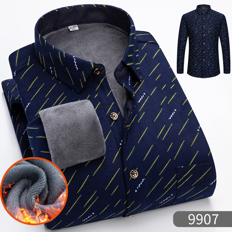 👔【L-5XL】Camisa de manga larga de negocios cálida para otoño e invierno