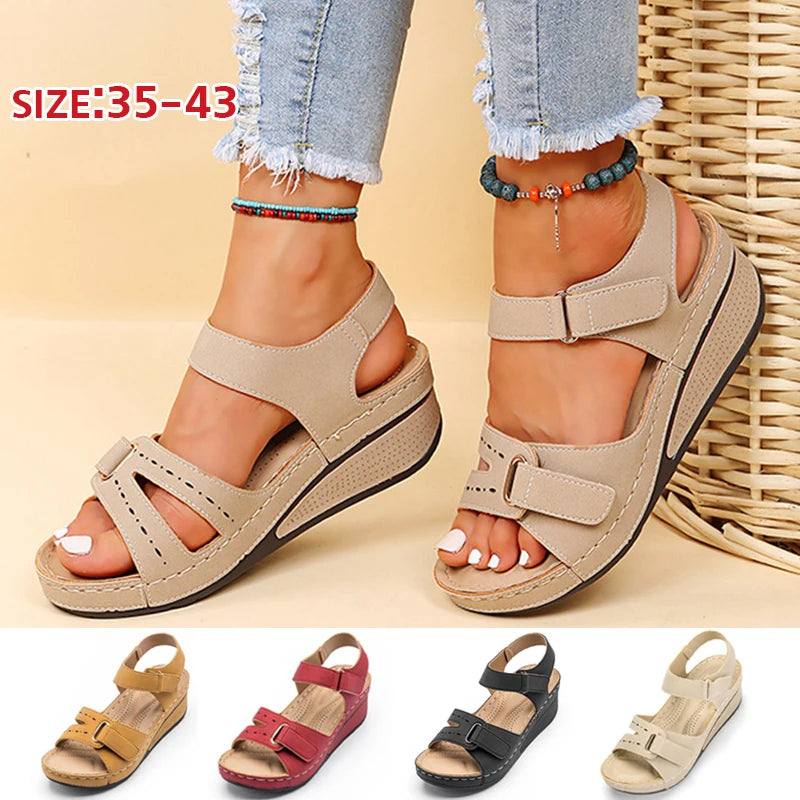 👡 🔥【35-43】2025 retro sandały damskie, wygodne sandały damskie na koturnie