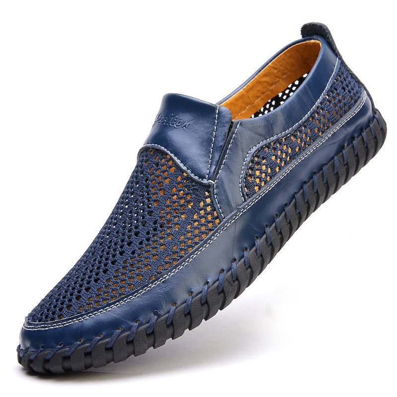 【38-48】👞2025 Nové jarní a letní pánské síťované boty velké velikosti - pravá hovězí kůže, proti pocení a zápachu, prodyšné a pohodlné