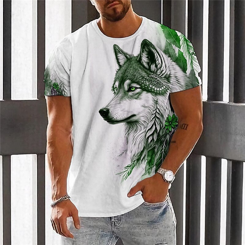 【2XS-6XL】👕👕2025  T-shirt męski z nadrukiem wilka