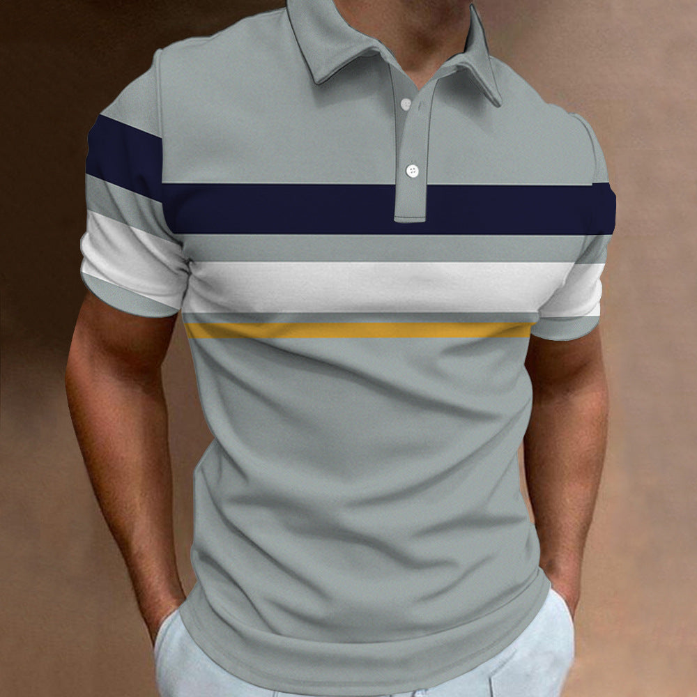 🔥【50% zniżki na jedną sztukę】👔【S-6XL】Nowa, letnia męska koszulka POLO w paski z nadrukiem 3D