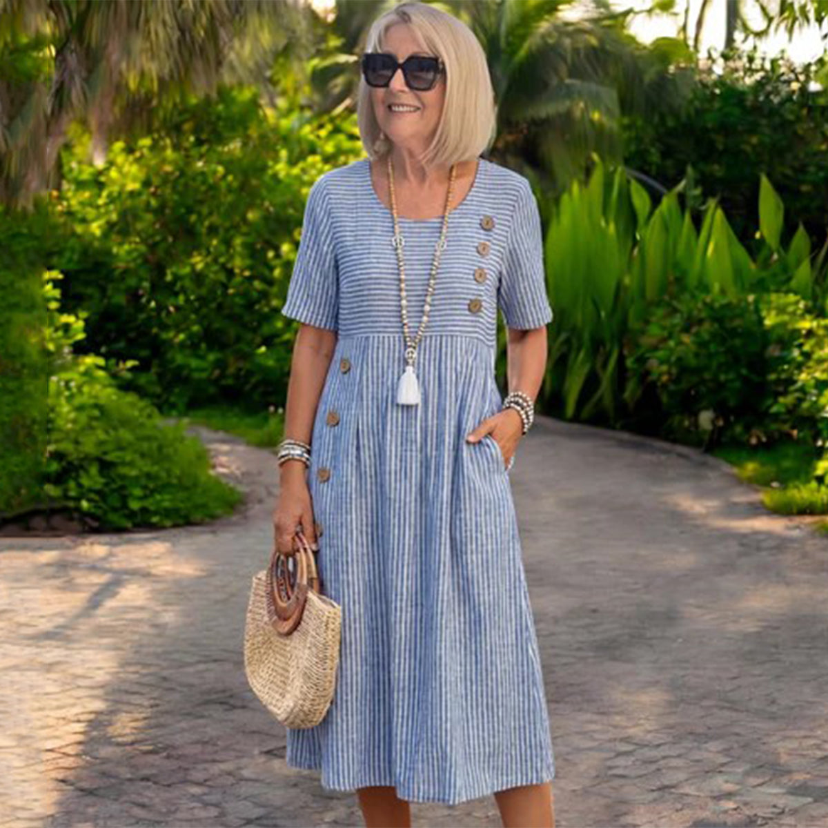 【S-2XL】Julia – Vestido midi a rayas ligero y vaporoso