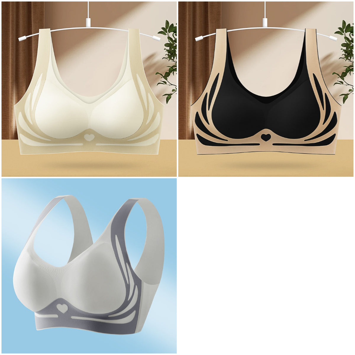 😍【Paquete de 3】Sujetador de una pieza sin aros para mujer ❤️【40-85KG】
