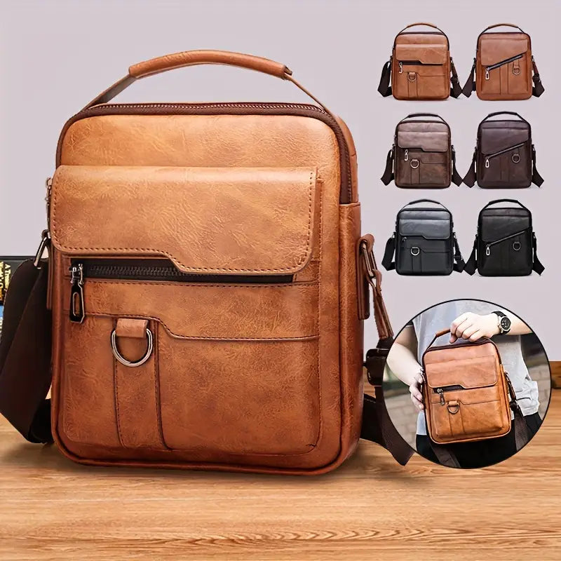 🏆【Piel auténtica de primera calidad】Bolso de hombro informal retro para hombre de gran capacidad - ¡Compra uno y llévate el segundo a mitad de precio!