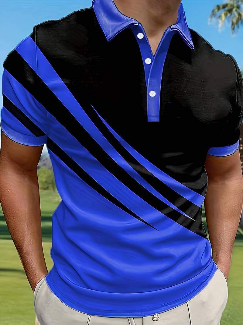 👔【S-6XL】2025 nowa męska koszulka POLO w paski z nadrukiem 3D