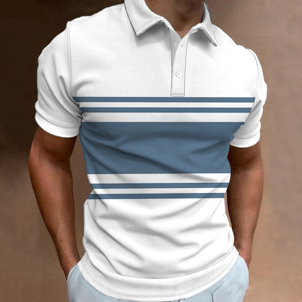 🔥【50% zniżki na jedną sztukę】👔【S-6XL】Nowa, letnia męska koszulka POLO w paski z nadrukiem 3D