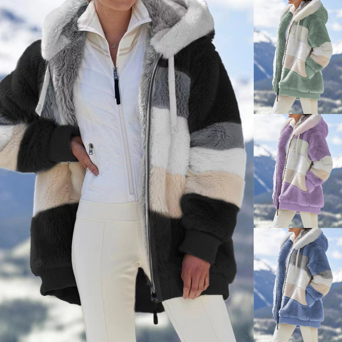 ☃️❄️【S-5XL】Nová dámská zimní bunda 2025, tlustá s plyšovými pruhy